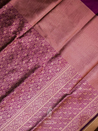 Handwoven Shikargah Indigo Purple Katan Silk Saree