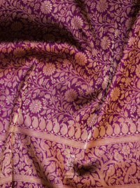 Handwoven Shikargah Indigo Purple Katan Silk Saree