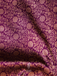Handwoven Shikargah Indigo Purple Katan Silk Saree