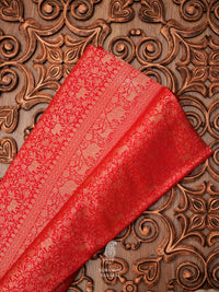 Handwoven Shikargah Classic Red Katan Silk Saree