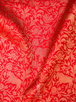 Handwoven Shikargah Classic Red Katan Silk Saree