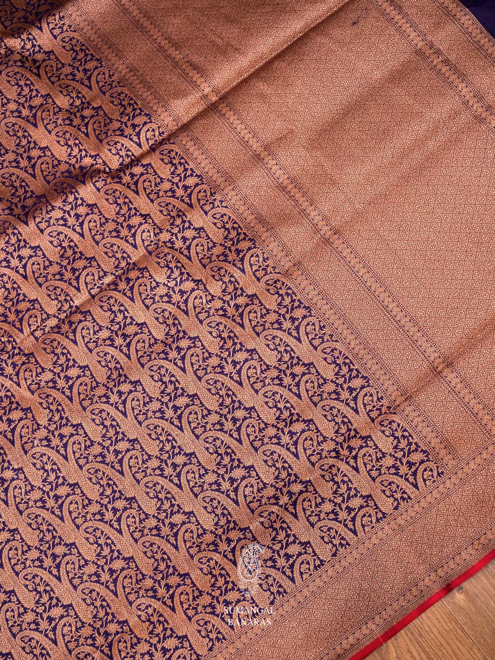 Handwoven Royal Blue Katan Silk Saree
