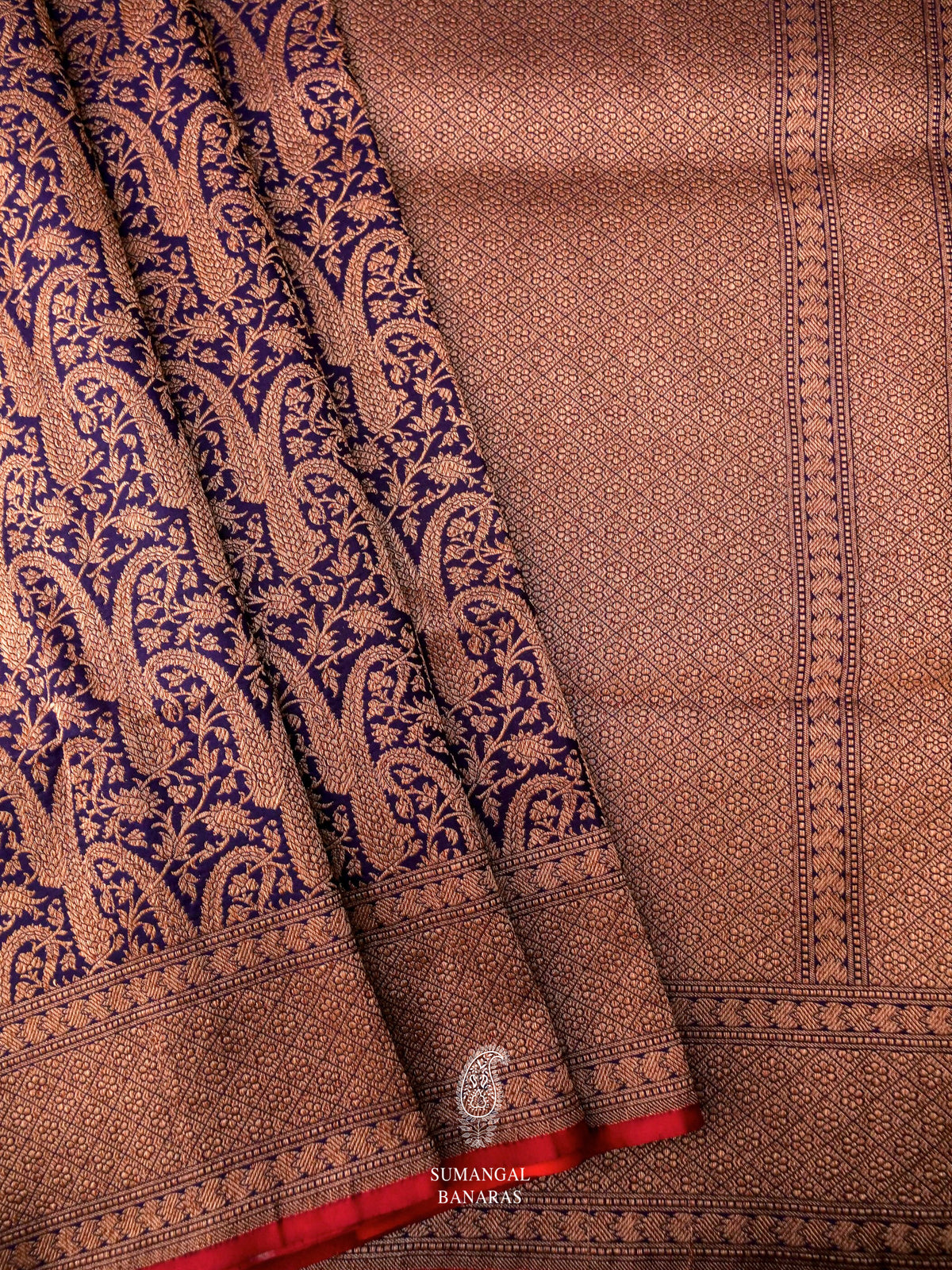 Handwoven Royal Blue Katan Silk Saree