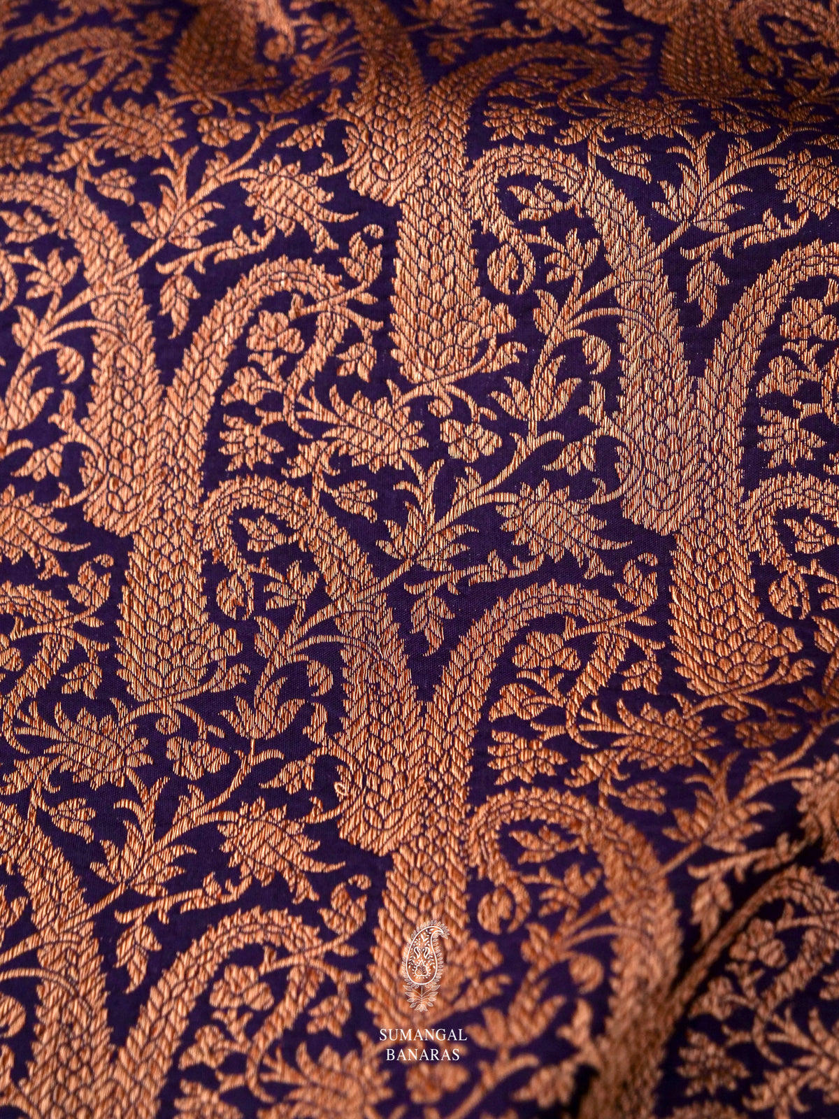 Handwoven Royal Blue Katan Silk Saree