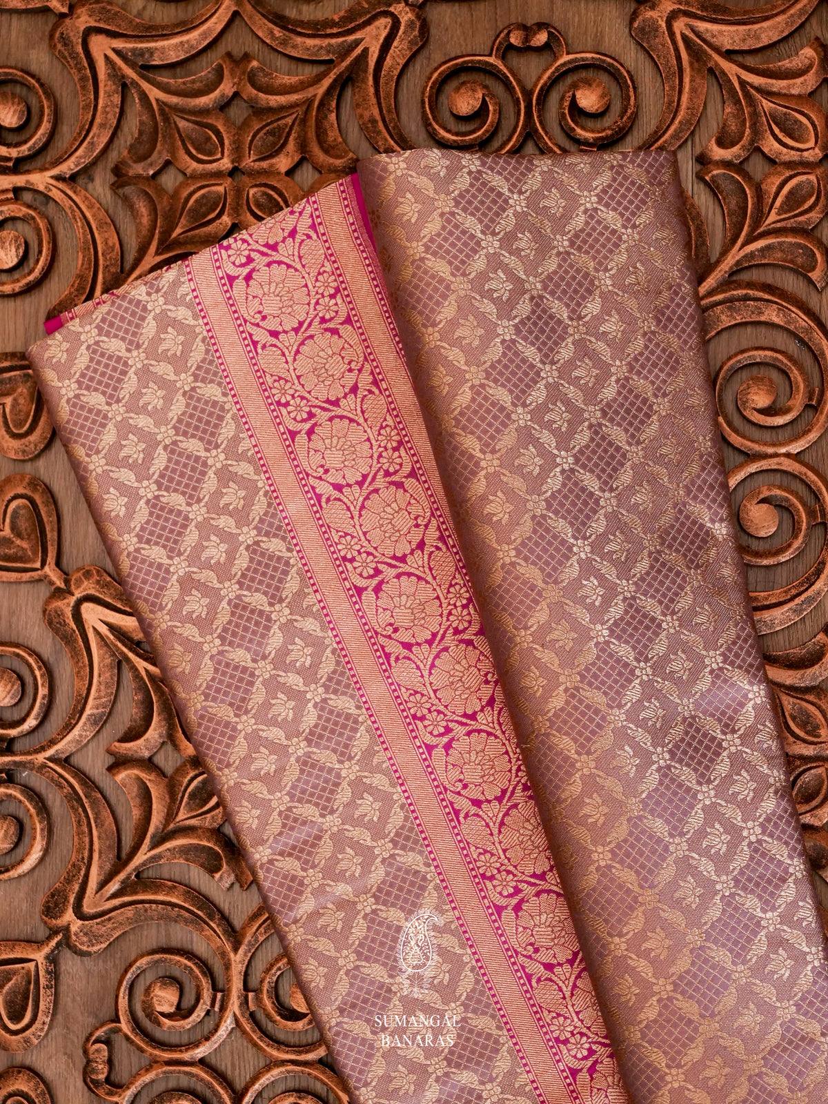 Handwoven Mouse Brown Katan Silk Saree