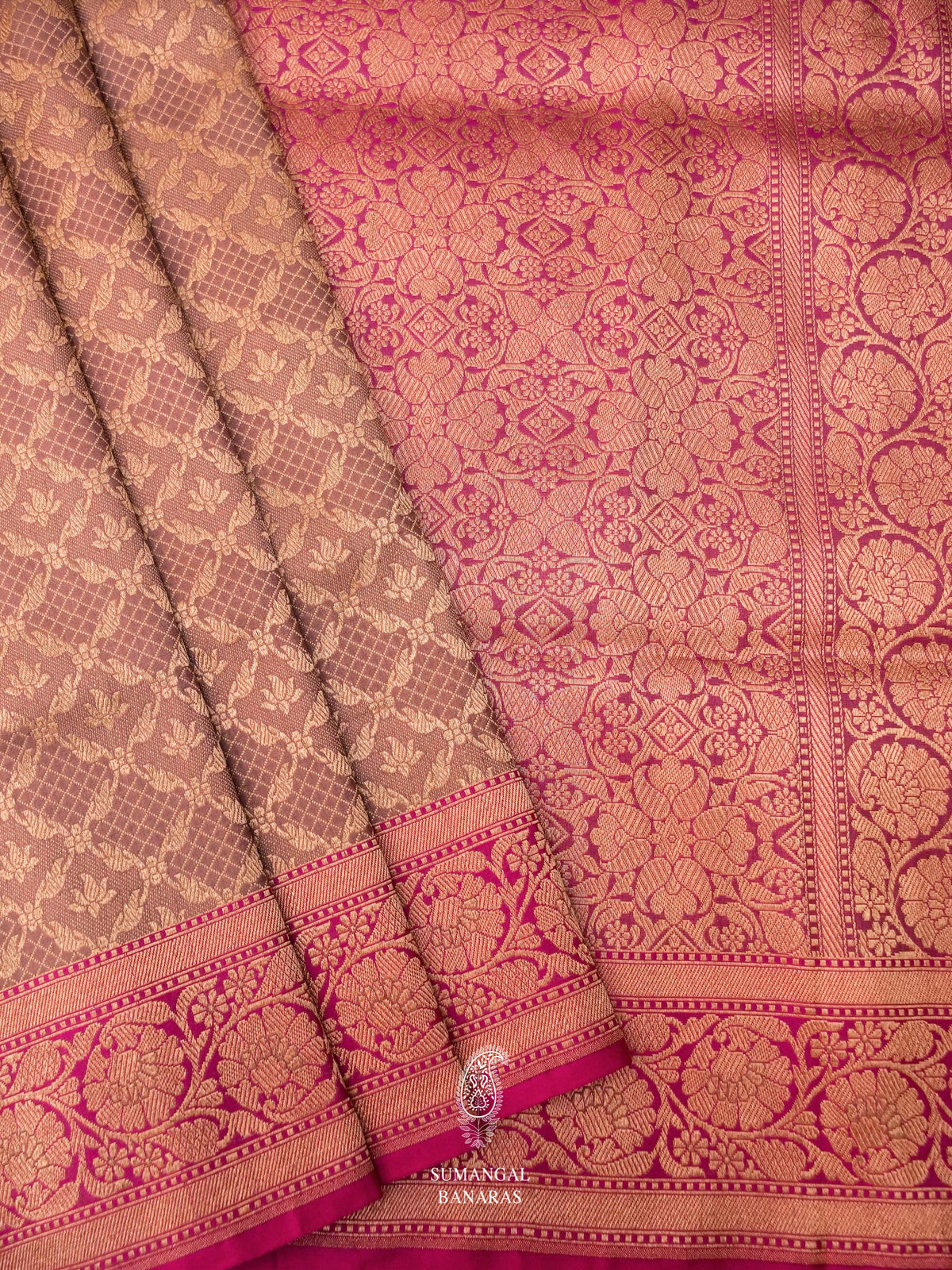 Handwoven Mouse Brown Katan Silk Saree