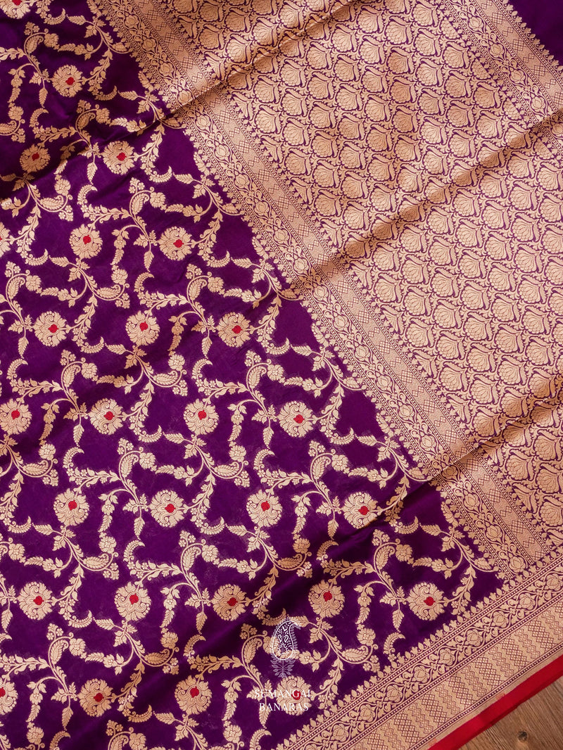 Handwoven Dark Purple Katan Silk Saree
