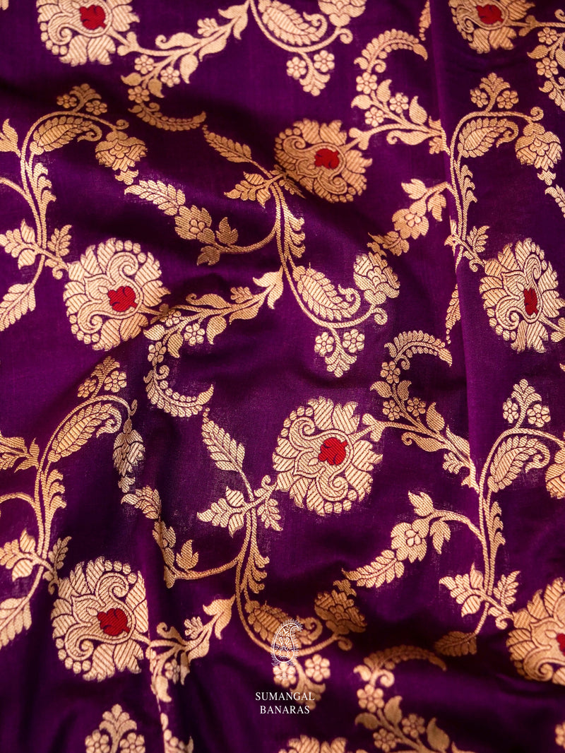 Handwoven Dark Purple Katan Silk Saree