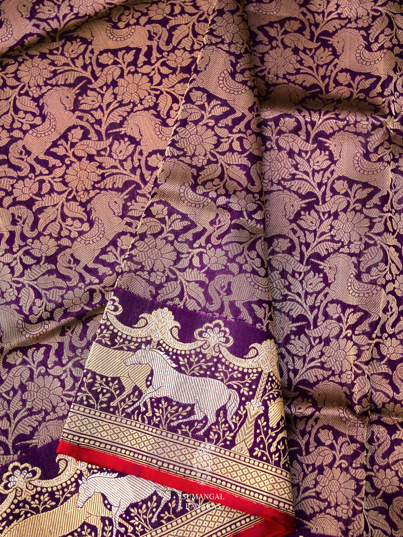 Handwoven Violet Purple Katan Silk Saree