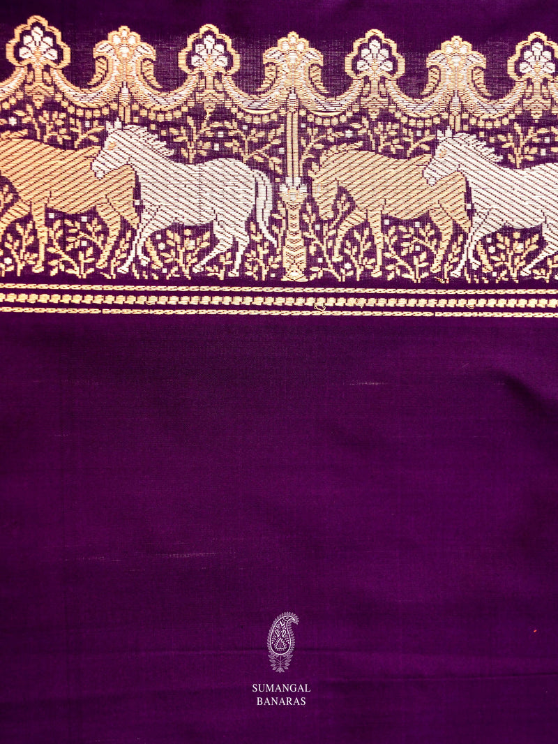 Handwoven Violet Purple Katan Silk Saree