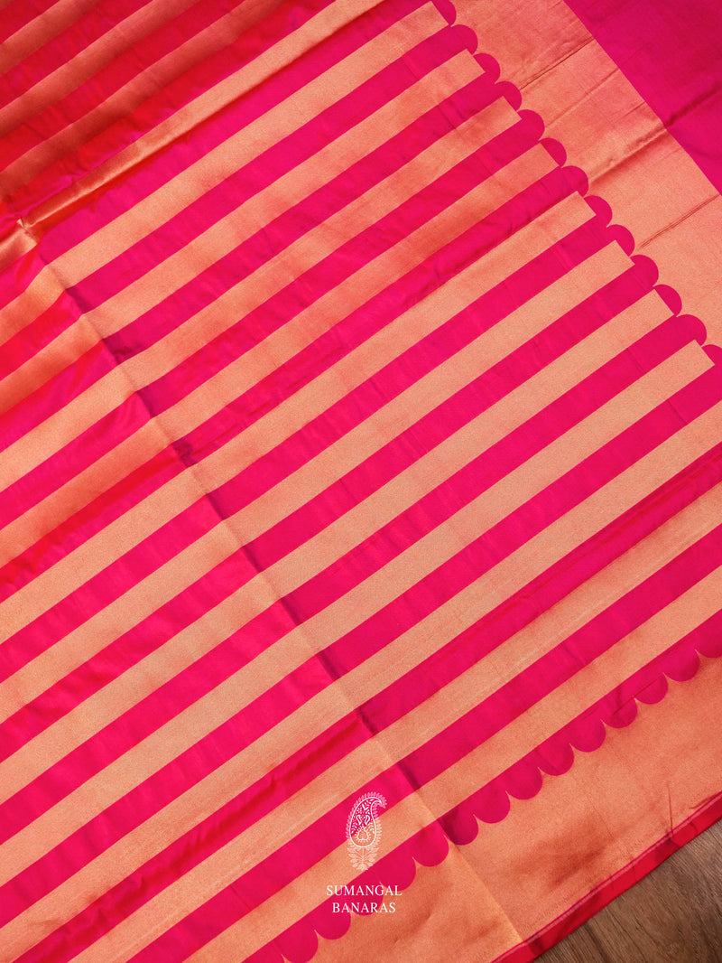 Handwoven Hot Pink Katan Silk Saree