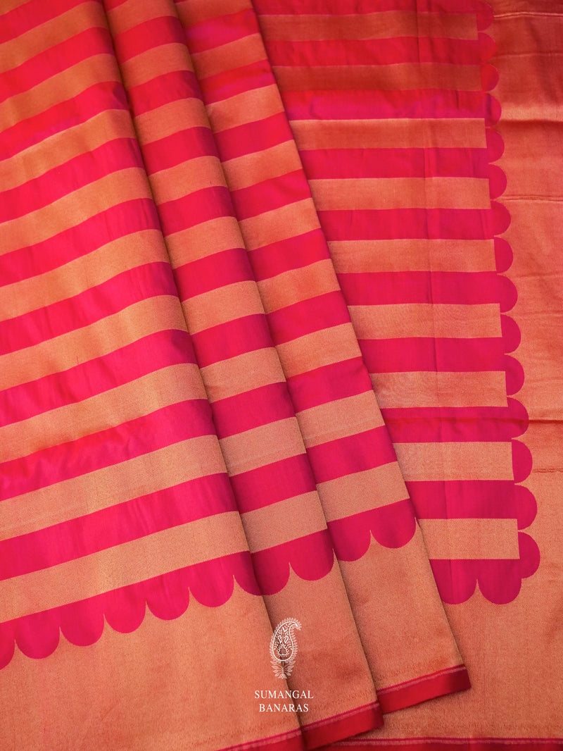 Handwoven Hot Pink Katan Silk Saree