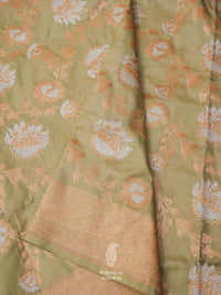 Handwoven Tea Green Katan Silk Saree