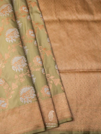 Handwoven Tea Green Katan Silk Saree