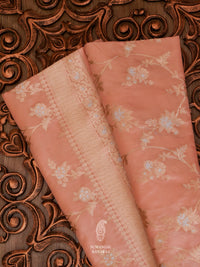 Handwoven Peach Katan Silk Saree