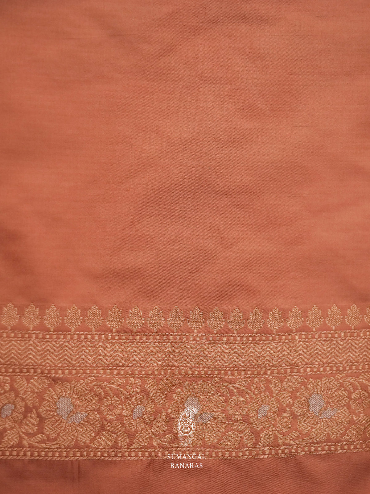 Handwoven Peach Katan Silk Saree