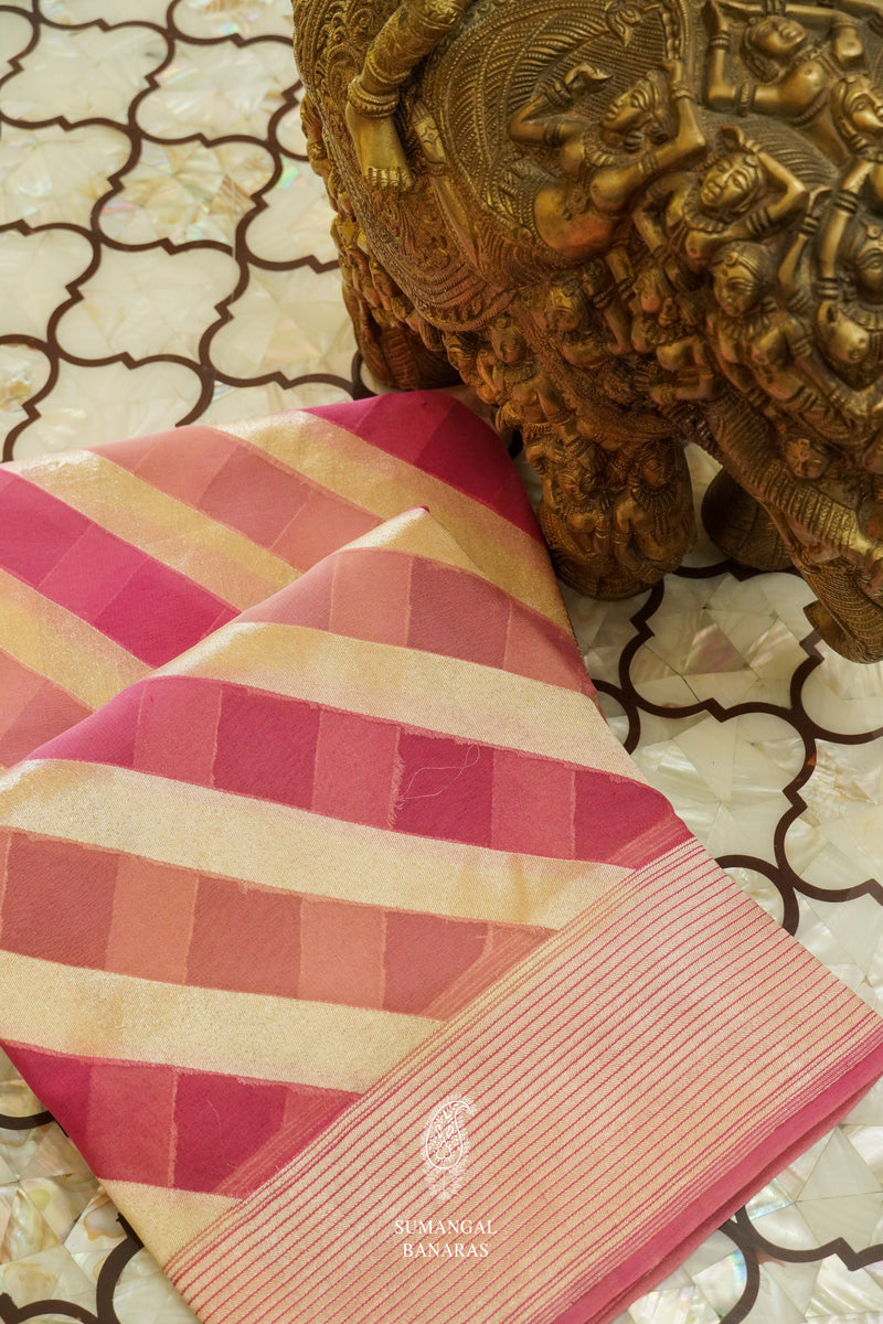 Onion Pink Georgette Rangkat Saree
