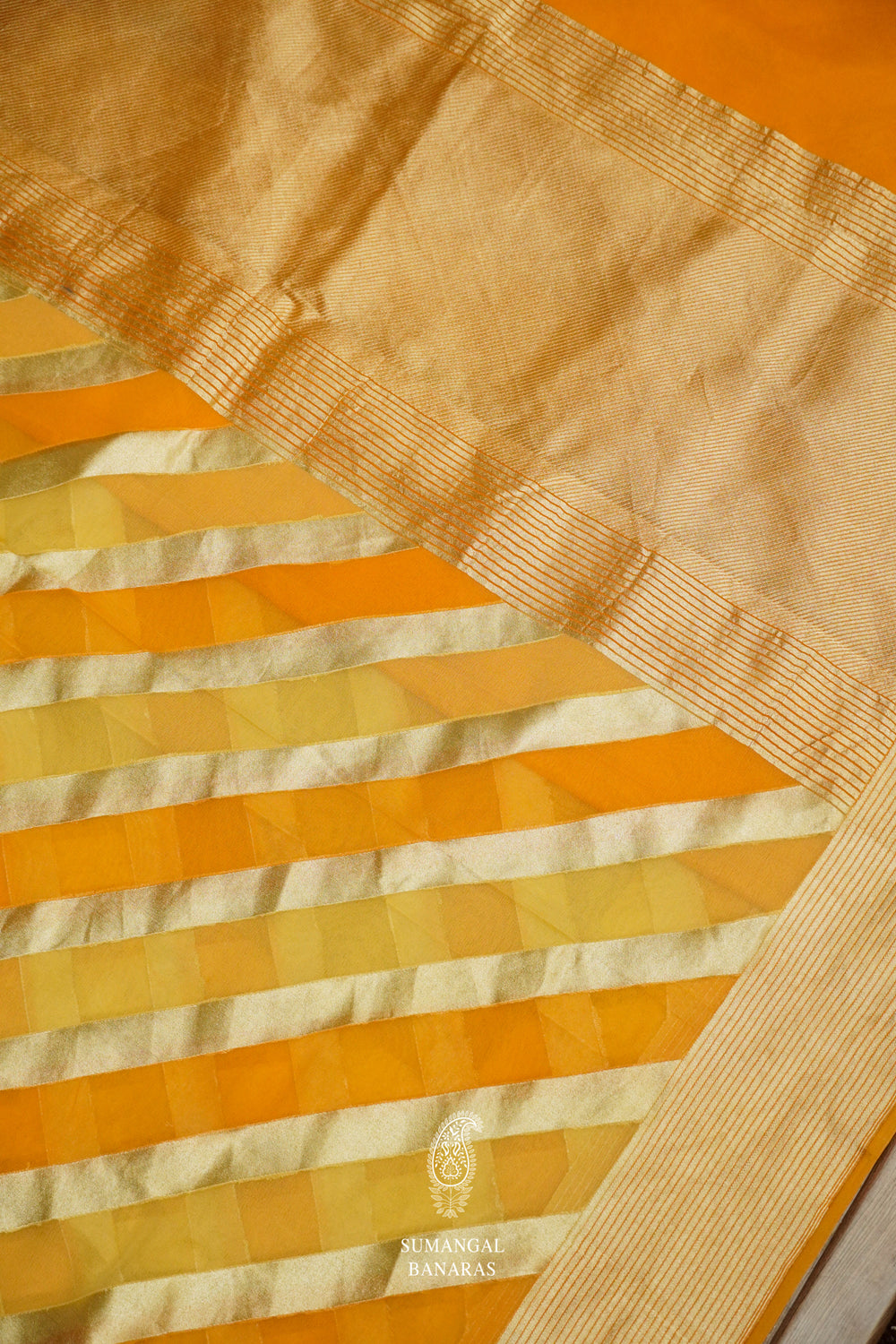 Lemon Yellow Georgette Rangkat Saree