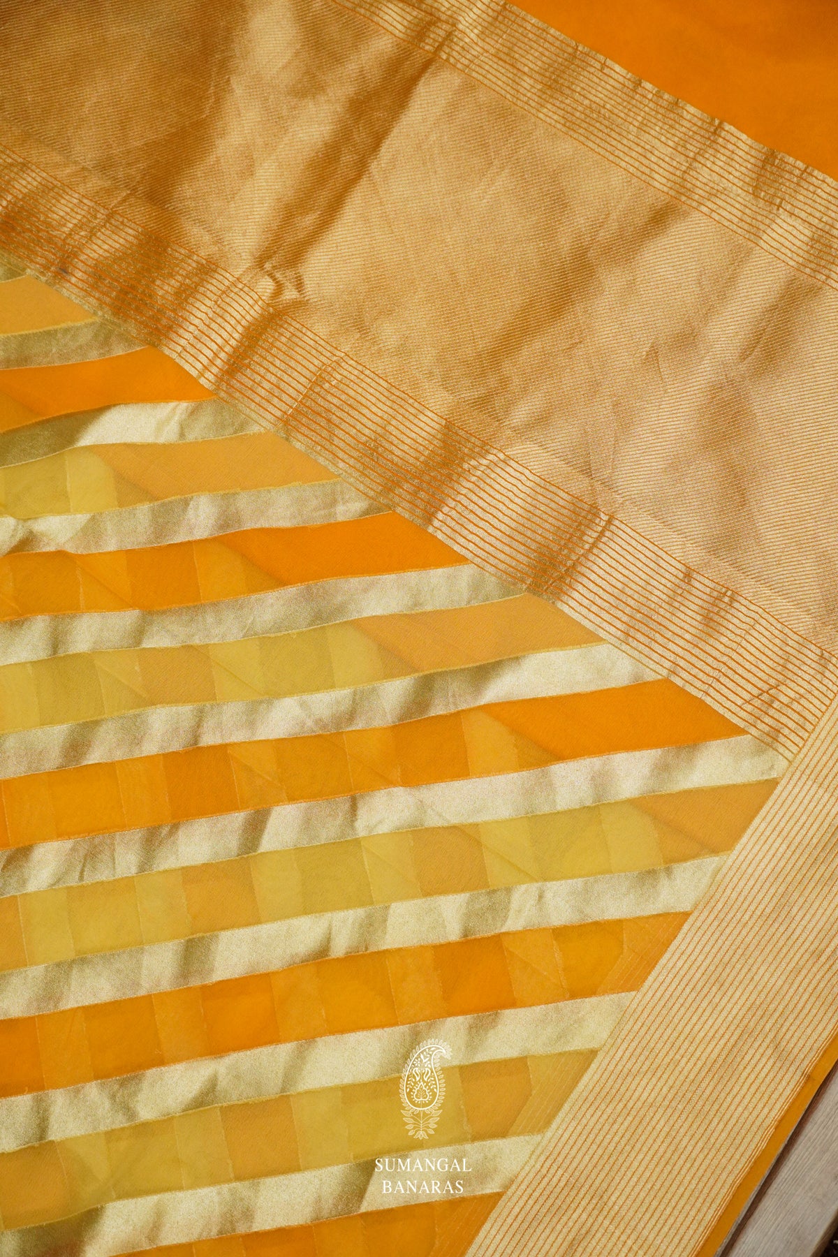Lemon Yellow Georgette Rangkat Saree