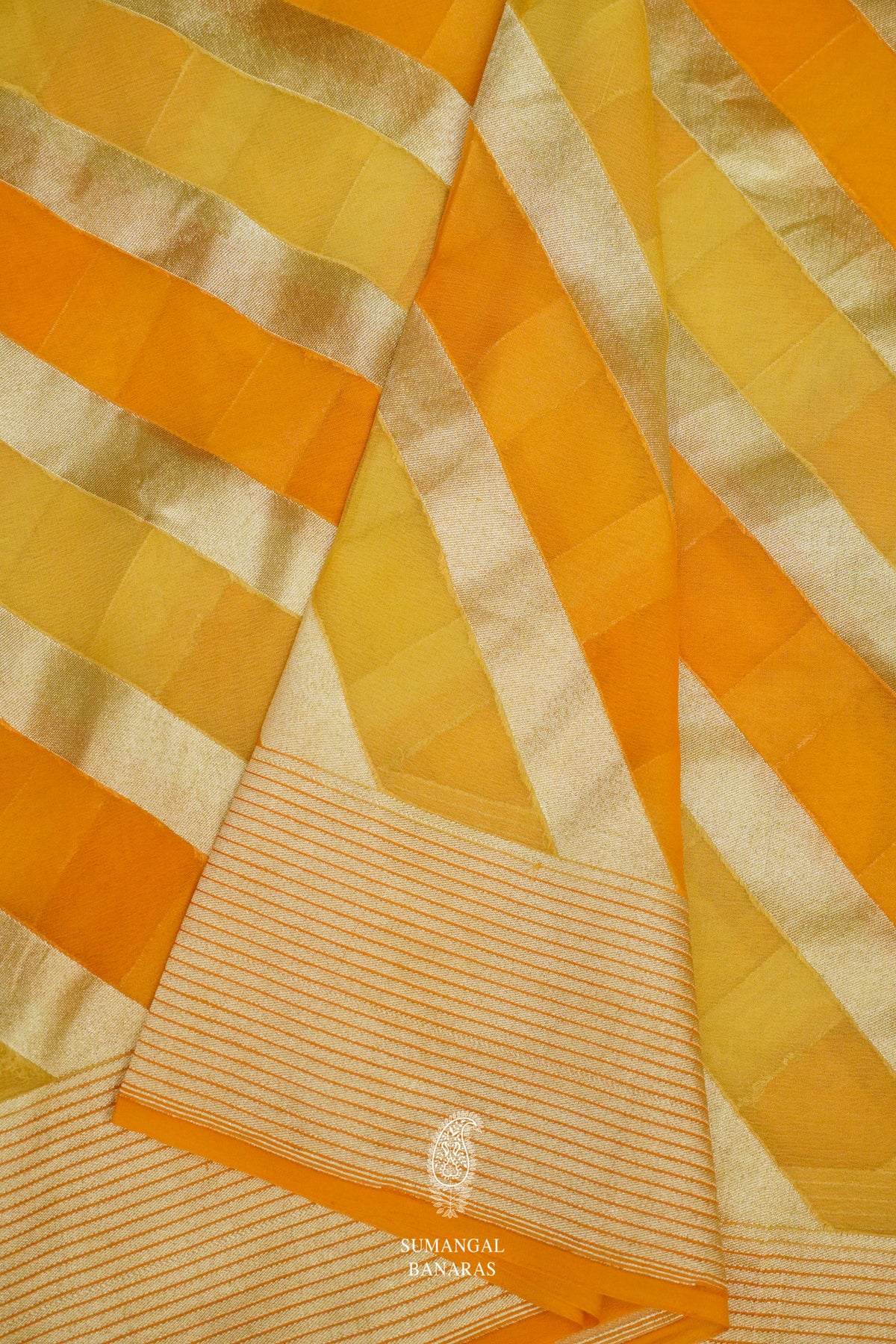 Lemon Yellow Georgette Rangkat Saree