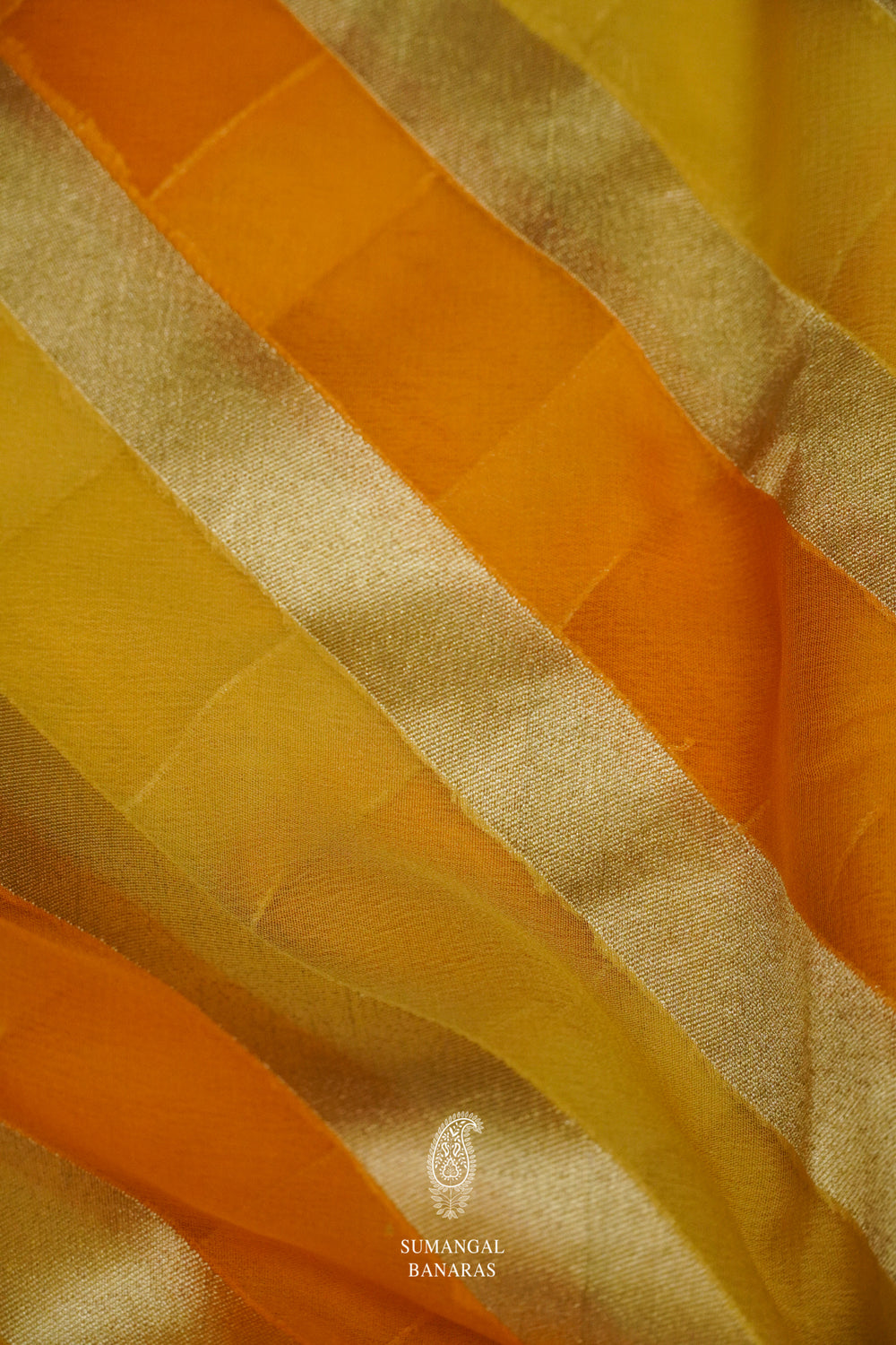 Lemon Yellow Georgette Rangkat Saree