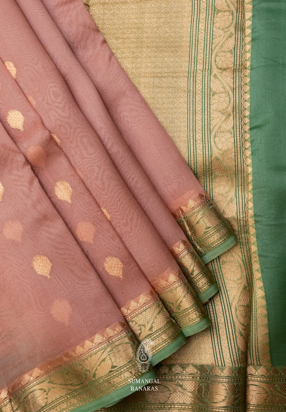 Handwoven Organza Silk Banarsi Muted Pink Saree
