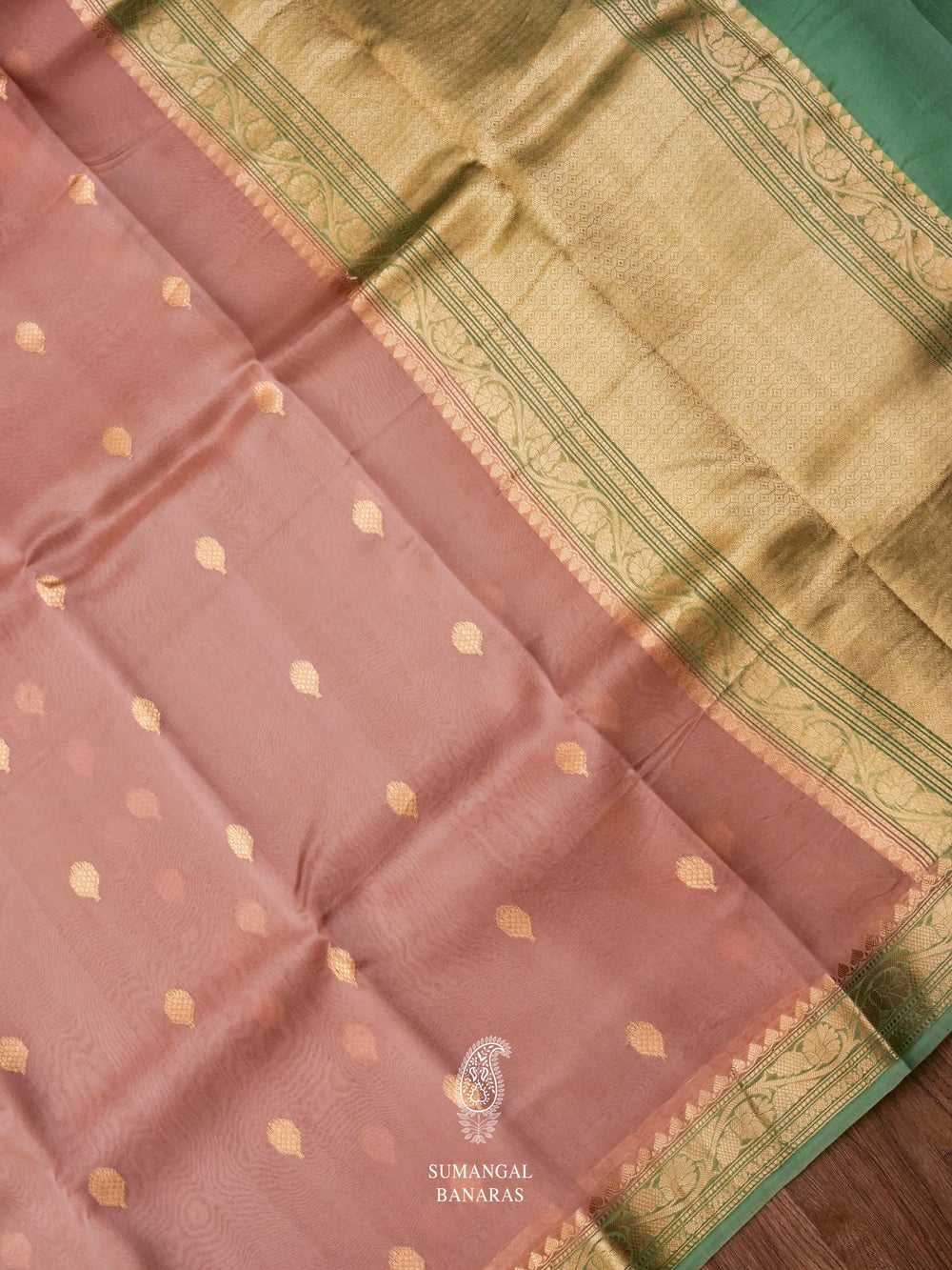 Handwoven Organza Silk Banarsi Muted Pink Saree
