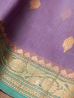 Handwoven Organza Silk Banarsi Lush Lavender Saree
