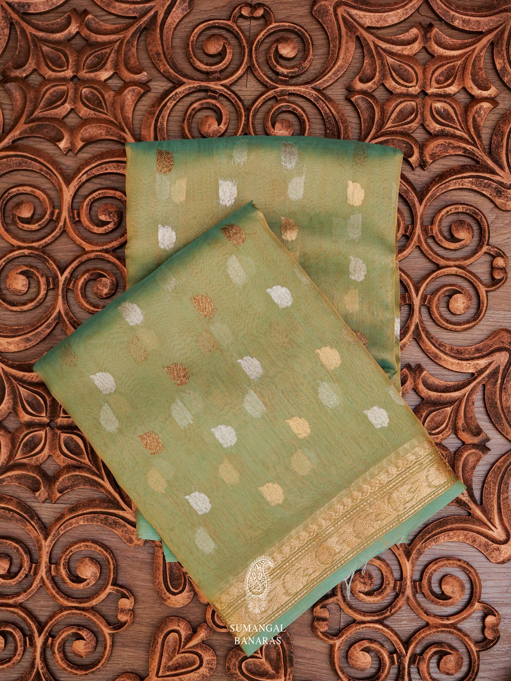 Handwoven Organza Silk Banarsi Lush Green Saree