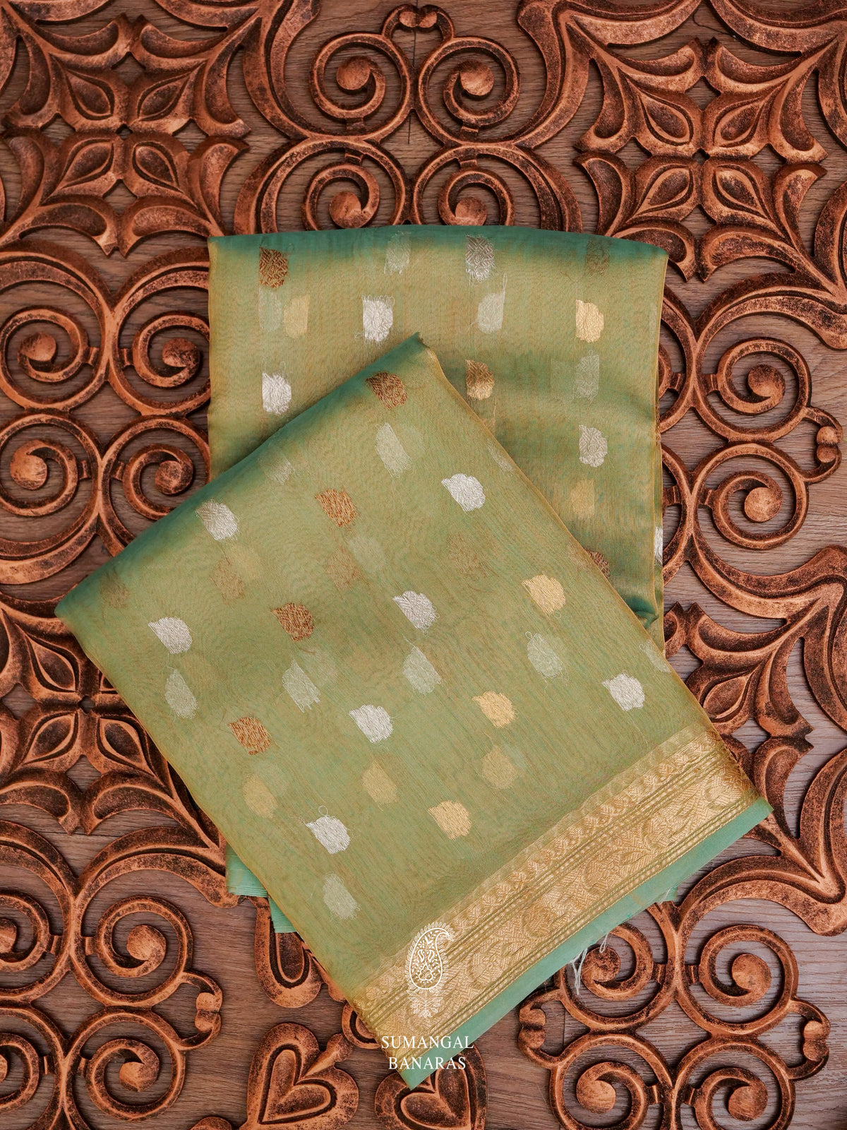 Handwoven Organza Silk Banarsi Lush Green Saree
