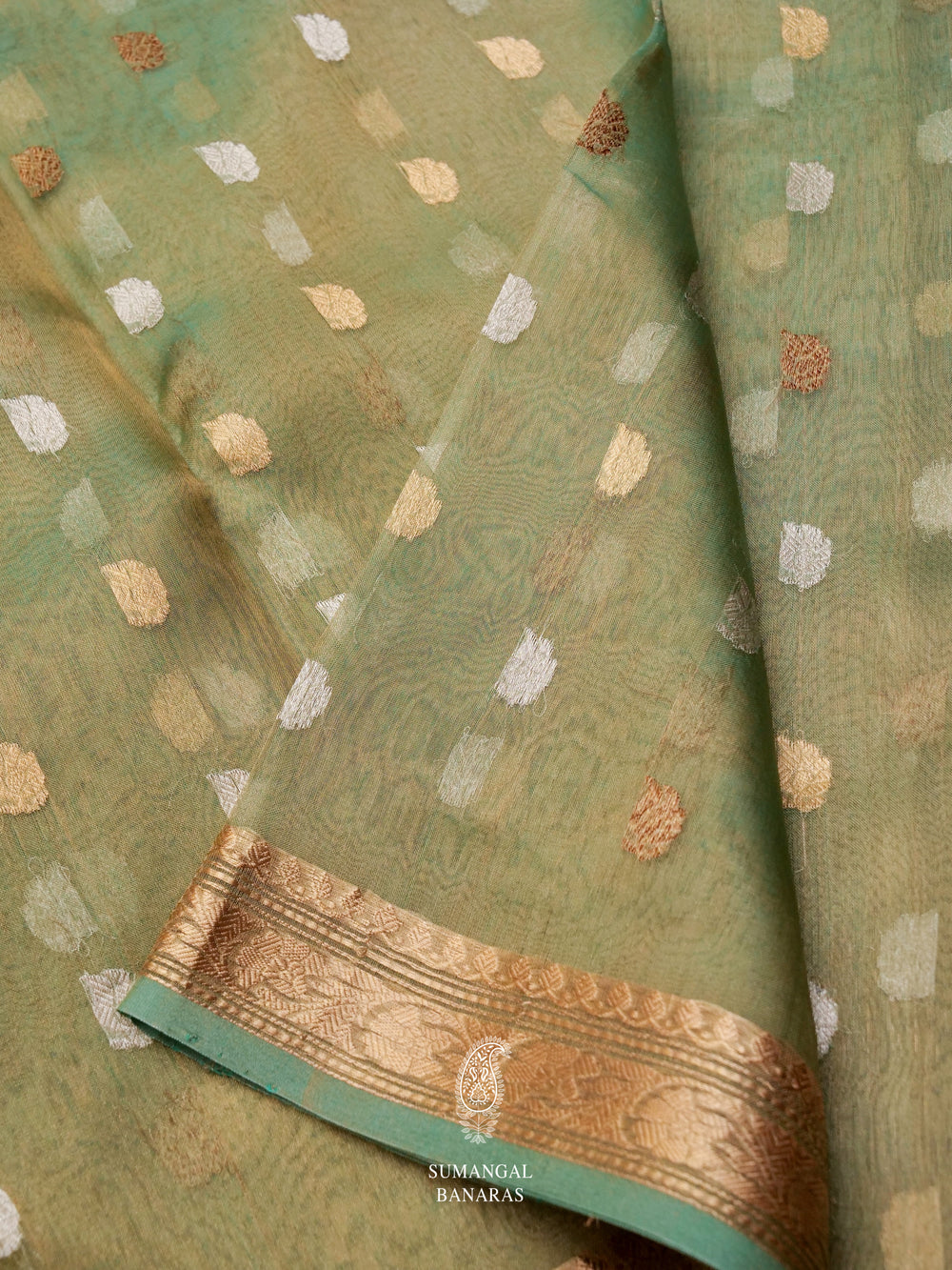 Handwoven Organza Silk Banarsi Lush Green Saree