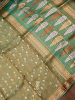Handwoven Organza Silk Banarsi Lush Green Saree