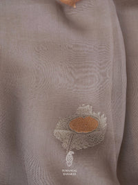 Handwoven Organza Silk Banarsi Smooth Grey Saree