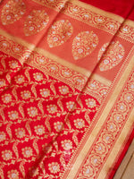 Handwoven Banarasi Classic Red Katan Silk Jaal Saree