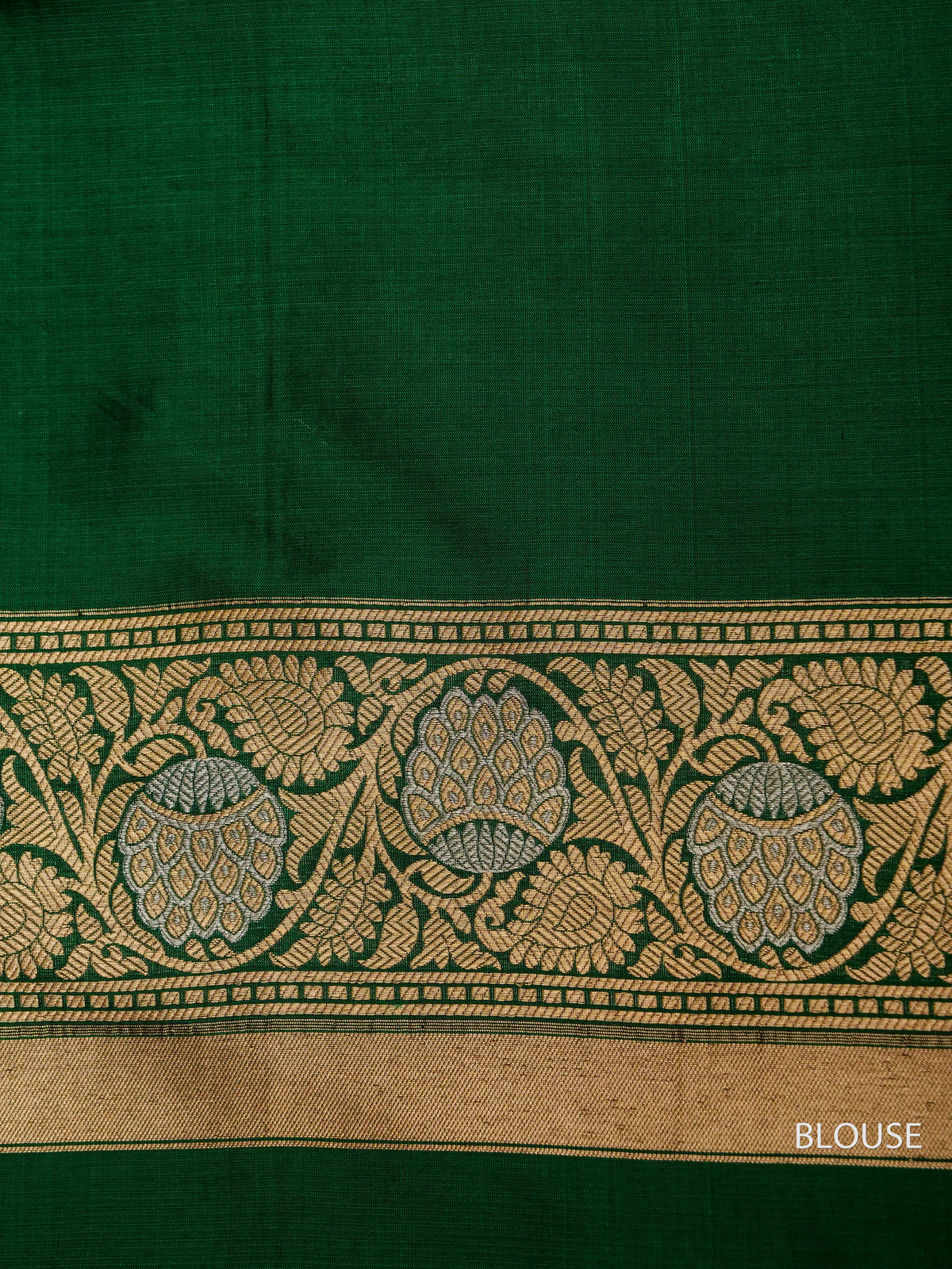 Handwoven Banarasi Jangla Dark Green Katan Silk Saree