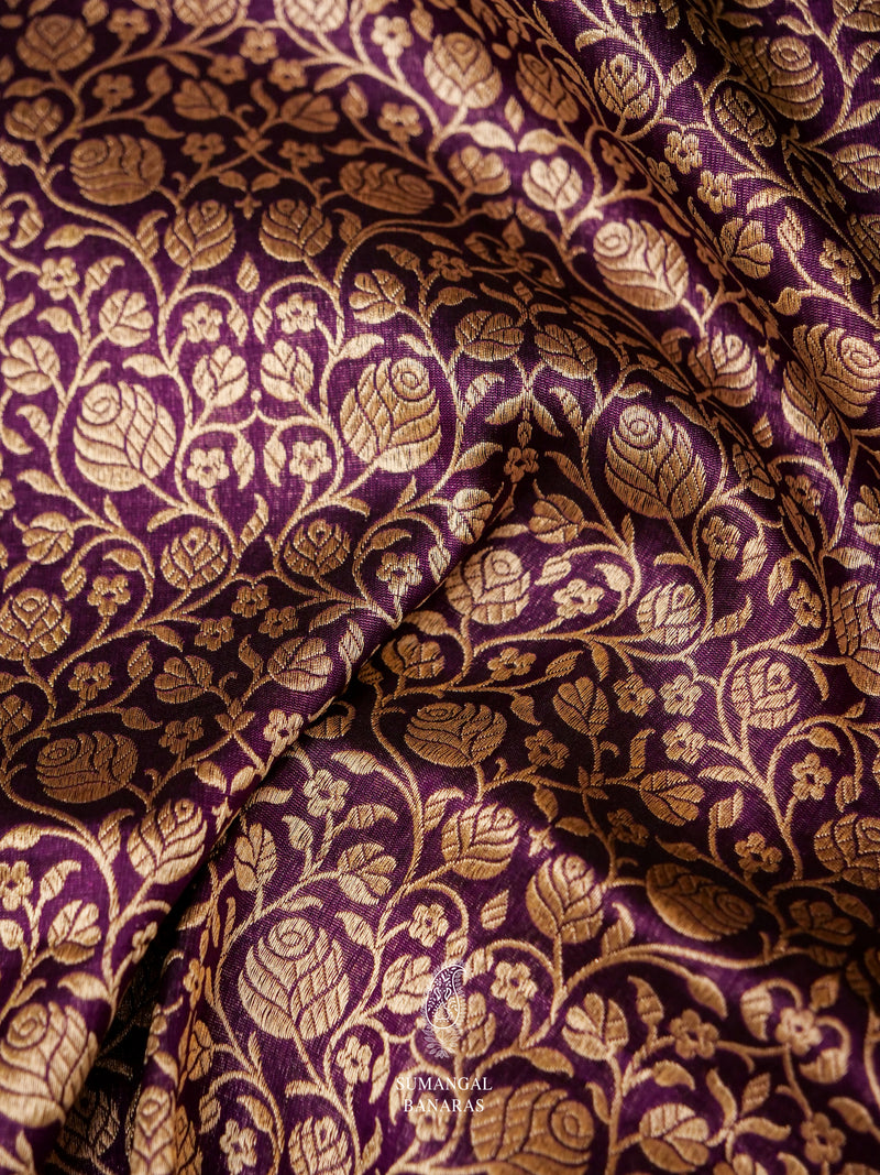 Handwoven Wine Purple Katan Silk Jaal Saree