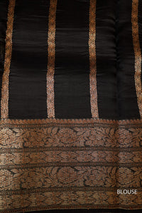 Handwoven Navy Blue Breezy Organza Saree