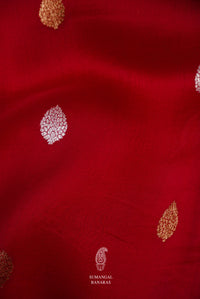 Handwoven Tomato Red Breezy Organza Saree