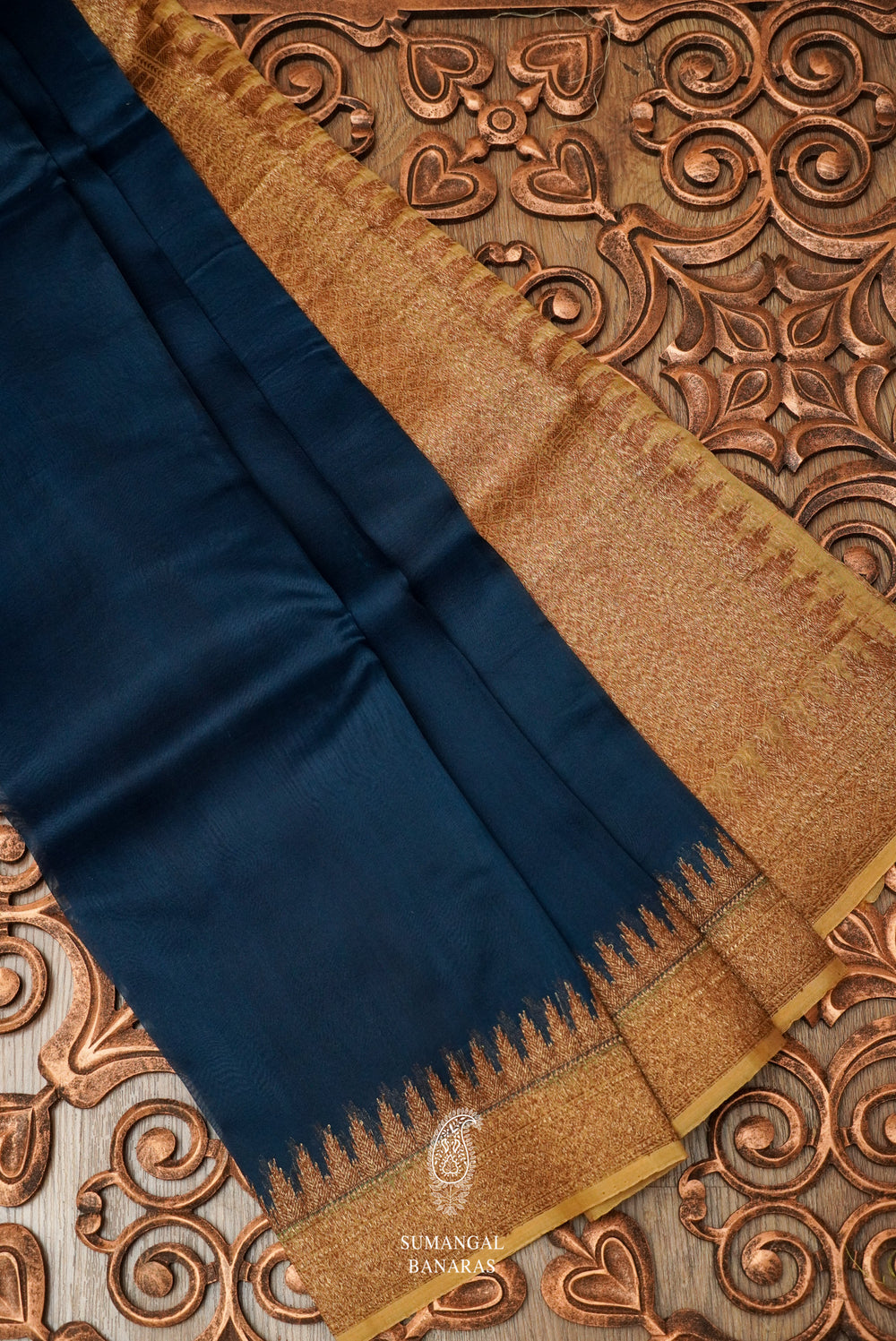 Handwoven Teal Blue Breezy Organza Saree
