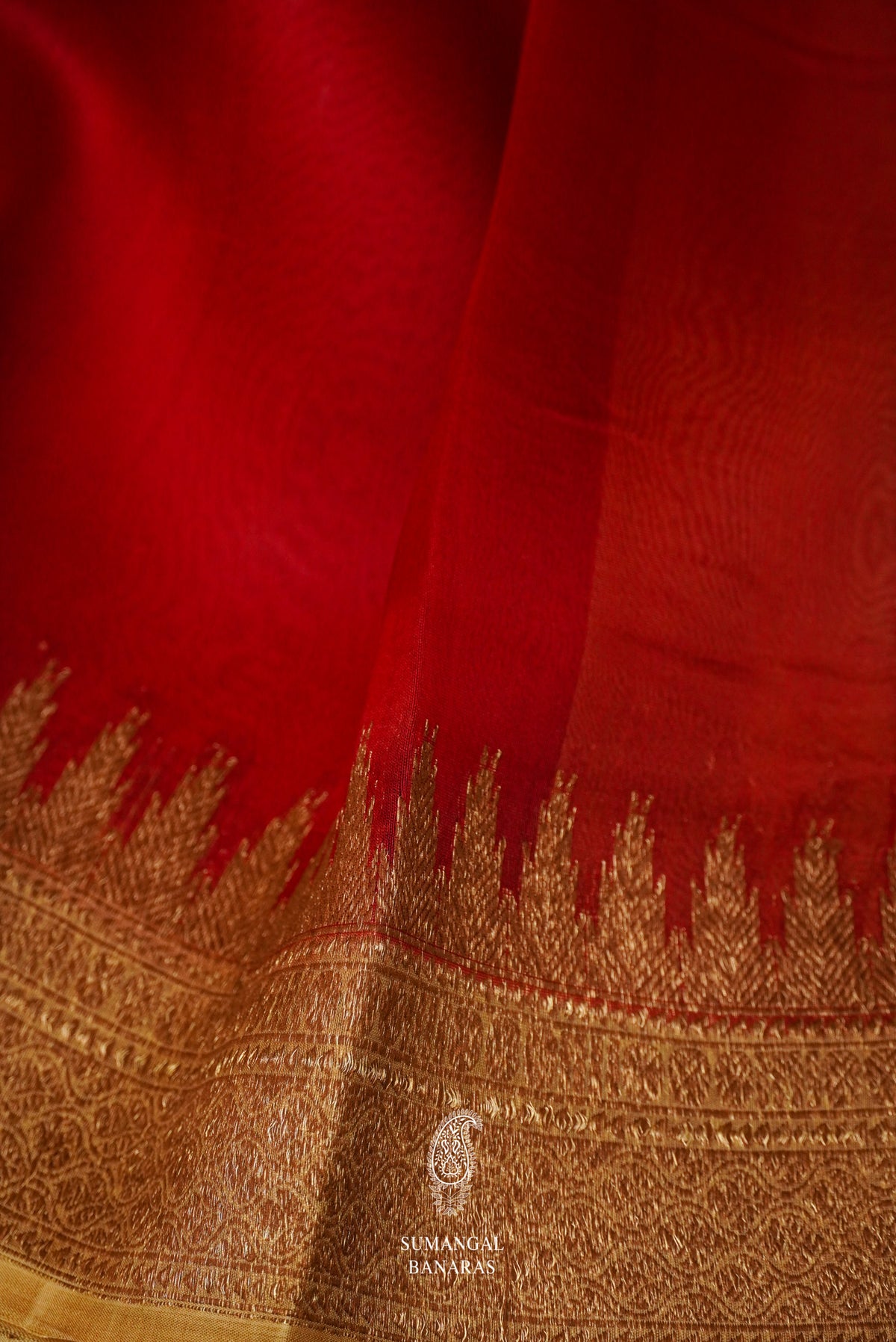 Handwoven Classic Red Breezy Organza Saree