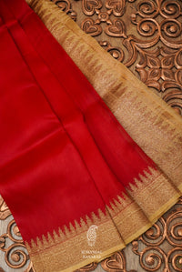 Handwoven Classic Red Breezy Organza Saree