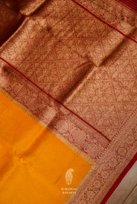 Handwoven Turmeric Yellow Breezy Organza Saree
