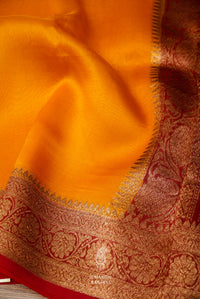 Handwoven Turmeric Yellow Breezy Organza Saree