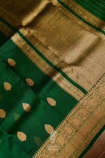 Handwoven Bottle Green Breezy Organza Saree