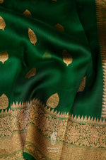Handwoven Bottle Green Breezy Organza Saree