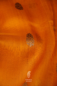 Handwoven Mustard Yellow Breezy Organza Saree