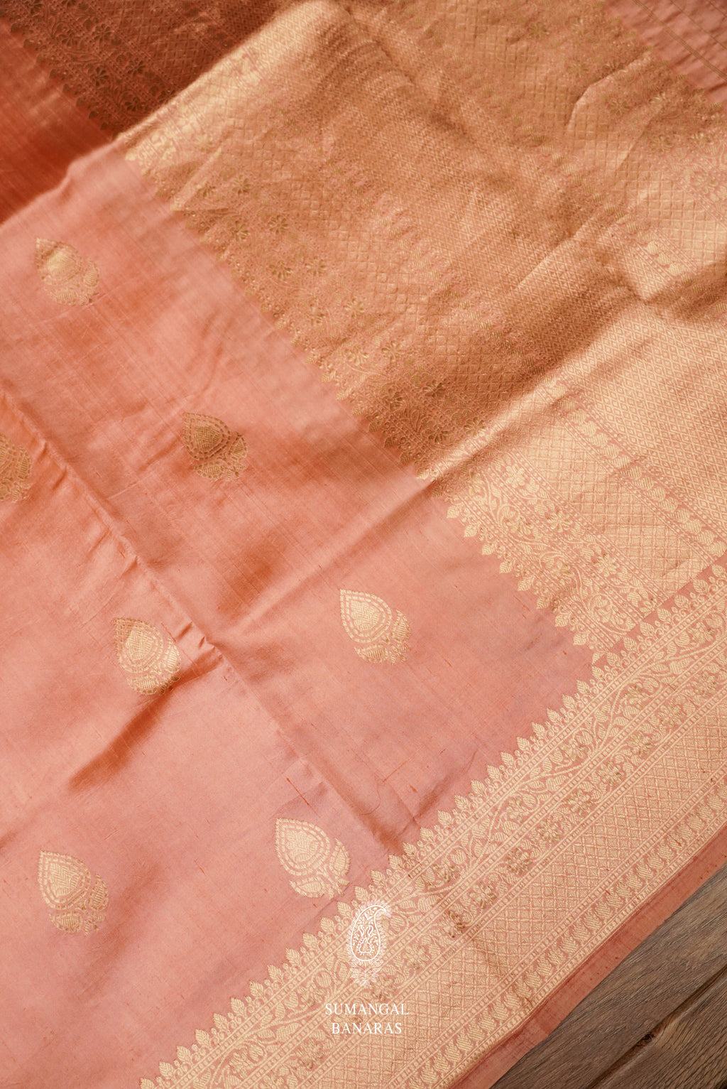 Handwoven Peach Orange Pure Silk Saree