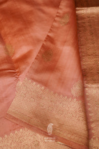 Handwoven Peach Orange Pure Silk Saree