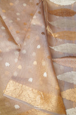 Handwoven Fog Grey Tissue Silk Saree