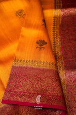 Handwoven Mustard Yellow Tussar Silk Saree